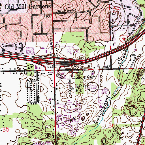 Topographic Map of Dubois Cemetery, MI