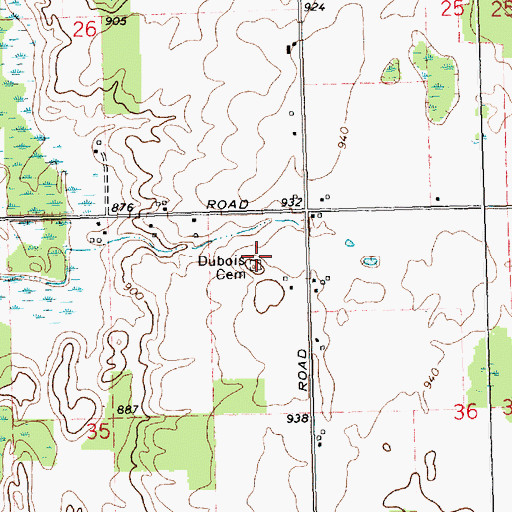 Topographic Map of Dubois Cemetery, MI
