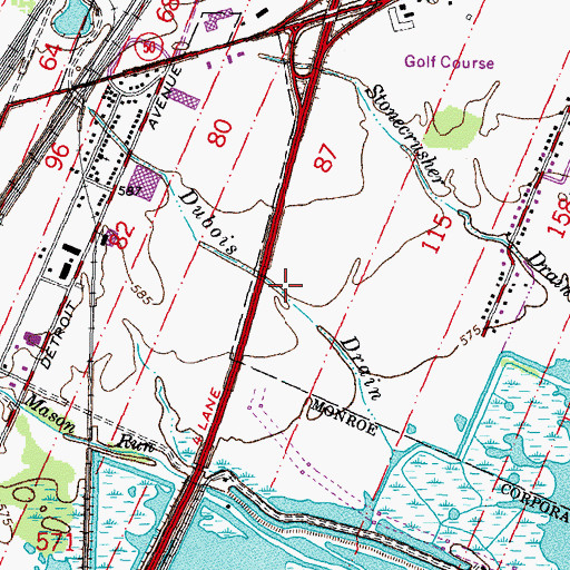 Topographic Map of Dubois Drain, MI