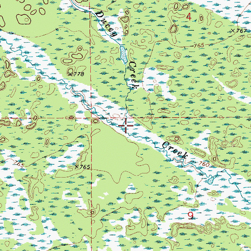 Topographic Map of Ducey Creek, MI