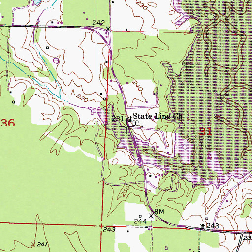Topographic Map of State Line, AR