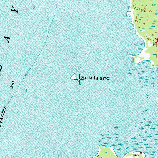 Topographic Map of Duck Island, MI