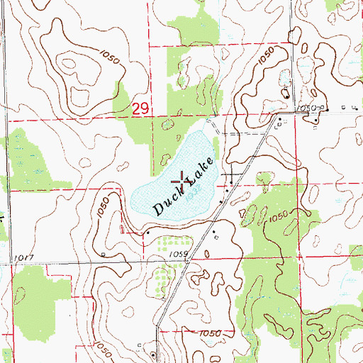 Topographic Map of Duck Lake, MI