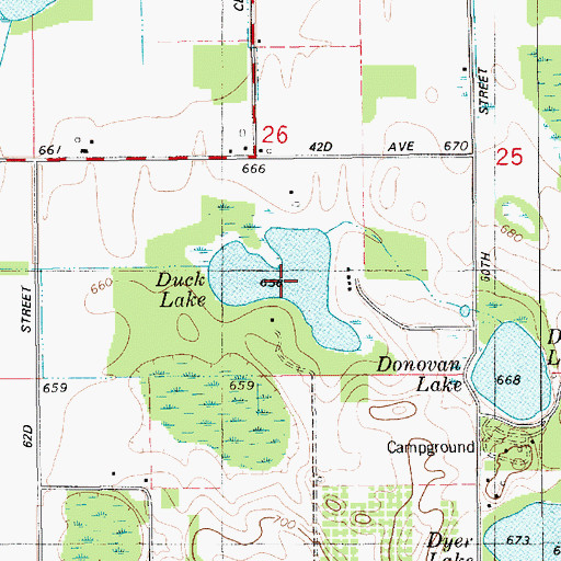 Topographic Map of Duck Lake, MI