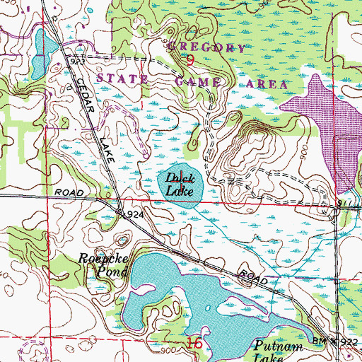 Topographic Map of Duck Lake, MI