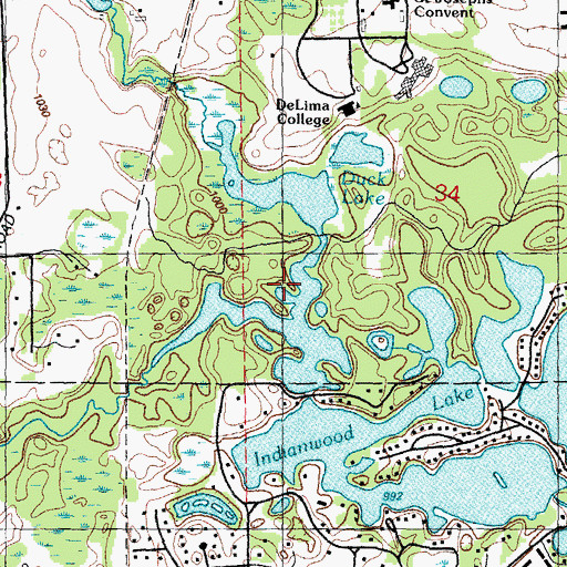 Topographic Map of Duck Lake, MI