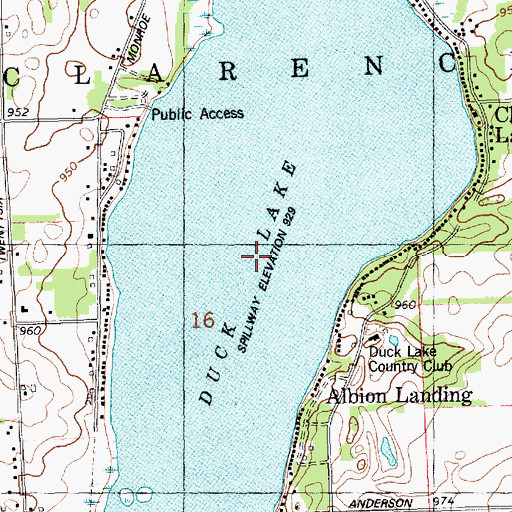 Topographic Map of Duck Lake, MI