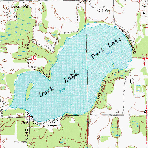 Topographic Map of Duck Lake, MI