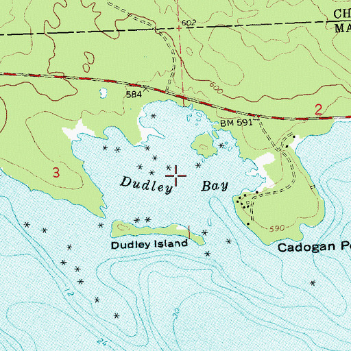 Topographic Map of Dudley Bay, MI
