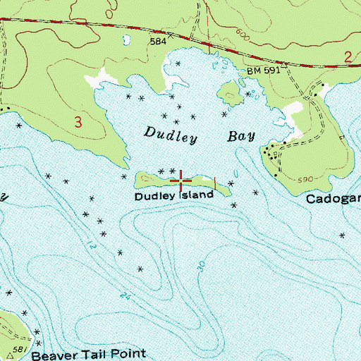 Topographic Map of Dudley Island, MI