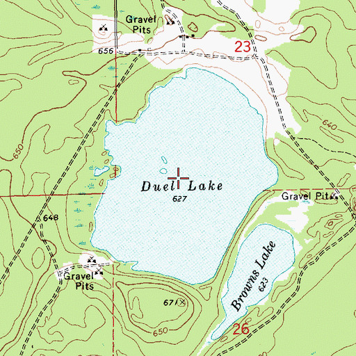 Topographic Map of Duel Lake, MI