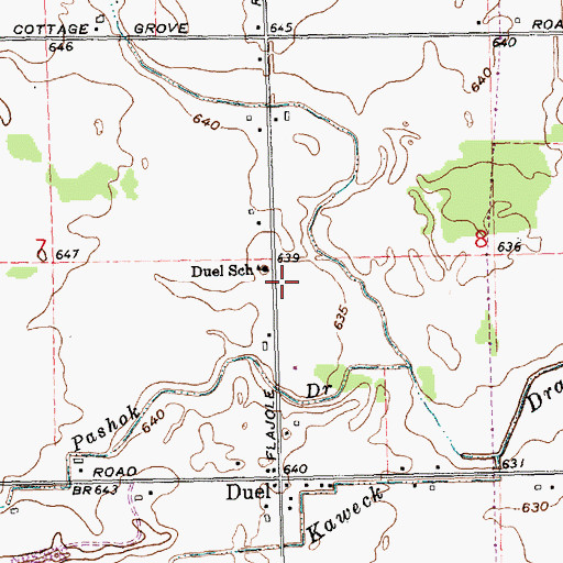 Topographic Map of Duel School, MI
