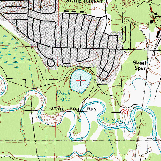 Topographic Map of Duell Lake, MI