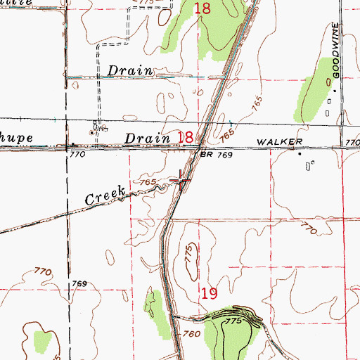 Topographic Map of Duff Creek, MI