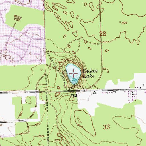 Topographic Map of Dukes Lake, MI