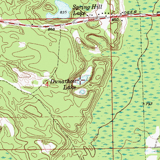 Topographic Map of Dunathon Lake, MI
