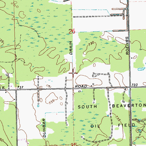 Topographic Map of Dunbar Drain, MI