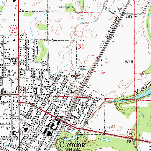 Topographic Map of Corning Cemetery, AR
