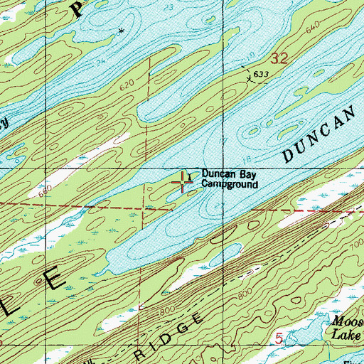 Topographic Map of Duncan Bay Campground, MI