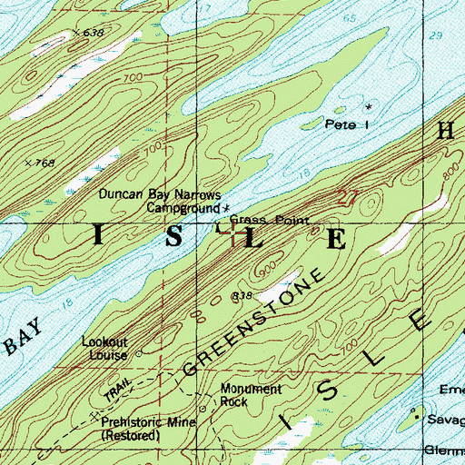 Topographic Map of Duncan Bay Narrows Campground, MI