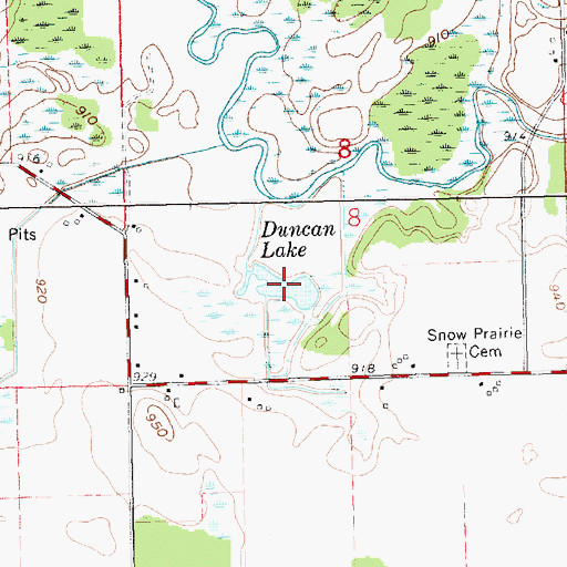 Topographic Map of Duncan Lake, MI