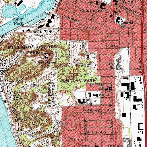 Topographic Map of Duncan Park, MI