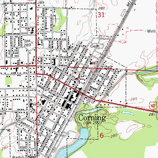 Topographic Map of Corning City Hall, AR
