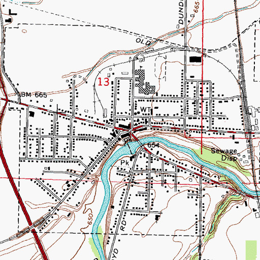 Topographic Map of Dundee, MI