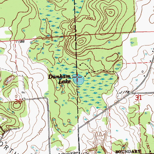 Topographic Map of Dunham Lake, MI