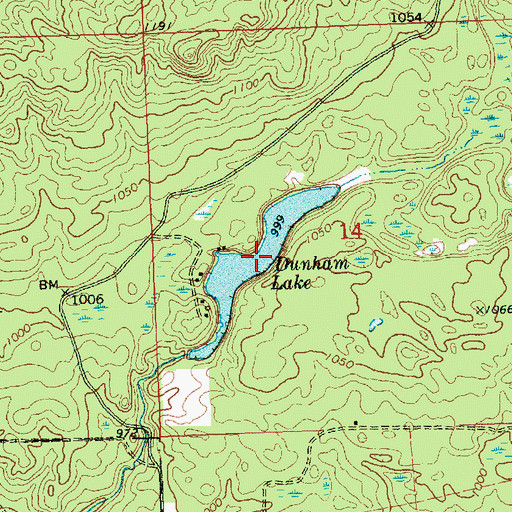 Topographic Map of Dunham Lake, MI