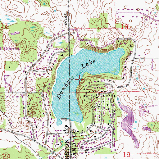 Topographic Map of Dunham Lake, MI