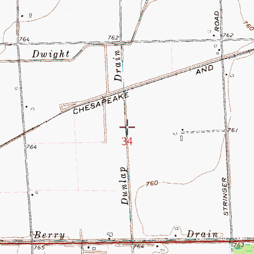 Topographic Map of Dunlap Drain, MI