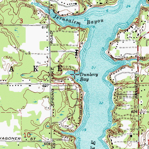 Topographic Map of Dunlevy Bay, MI