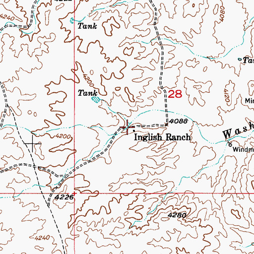 Topographic Map of Inglish Ranch, AZ