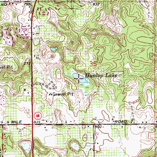 Topographic Map of Dunlop Lake, MI