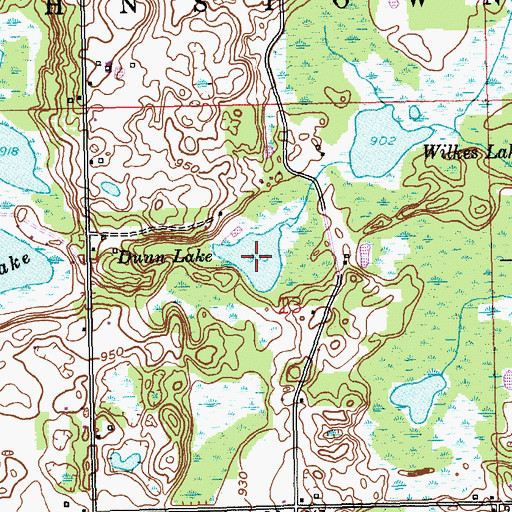 Topographic Map of Dunn Lake, MI