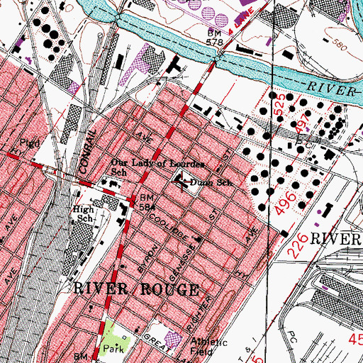 Topographic Map of Dunn School, MI