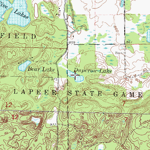 Topographic Map of Duperow Lake, MI