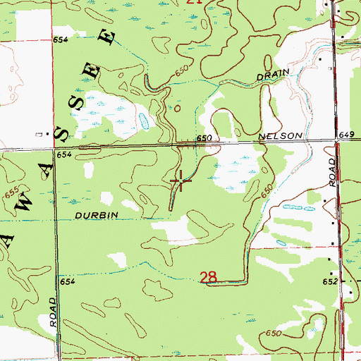 Topographic Map of Durbin Drain, MI