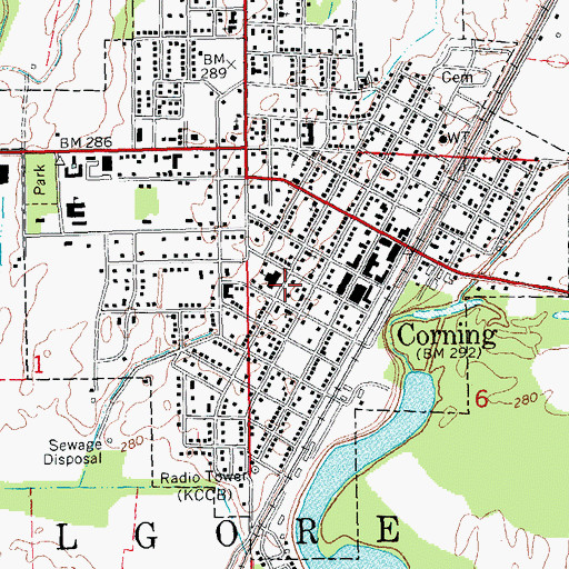 Topographic Map of Corning Library, AR