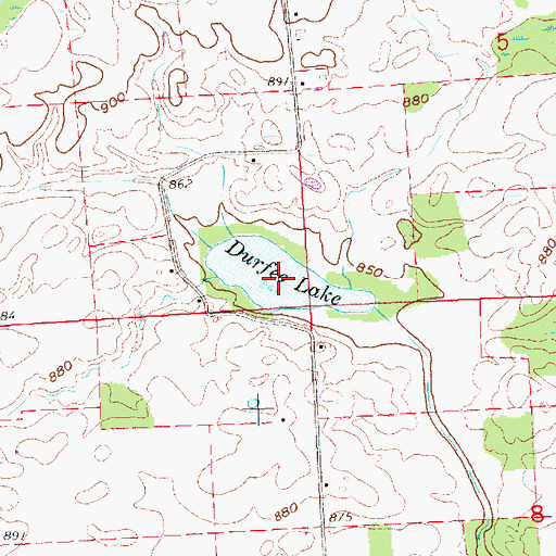 Topographic Map of Durfee Lake, MI