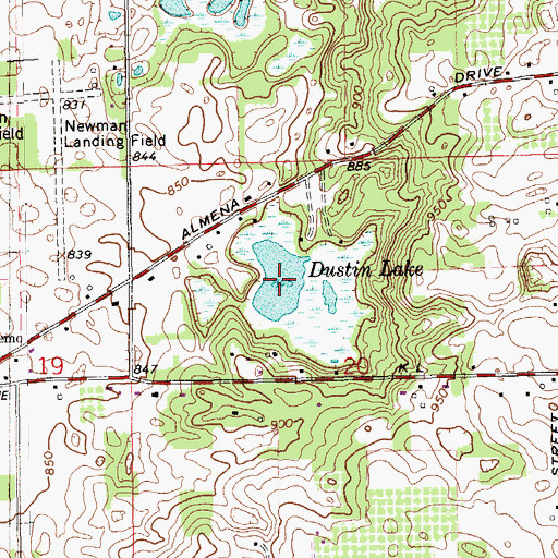 Topographic Map of Dustin Lake, MI