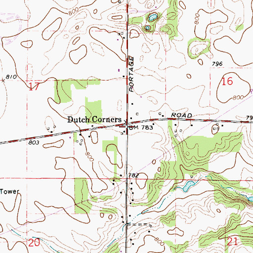Topographic Map of Dutch Corners, MI