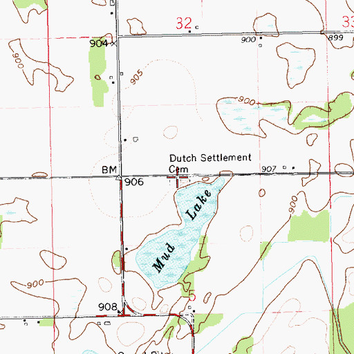 Topographic Map of Dutch Settlement Cemetery, MI