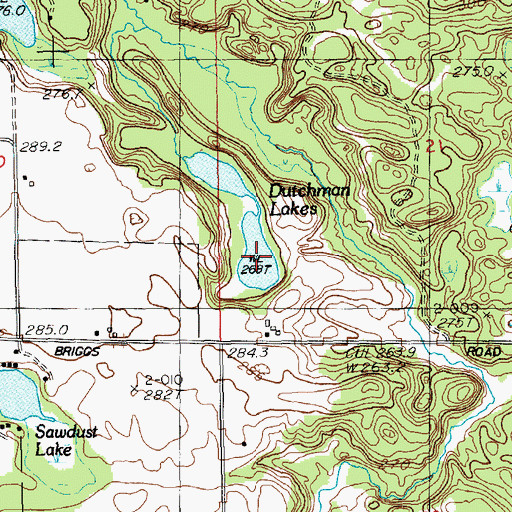Topographic Map of Dutchman Lakes, MI