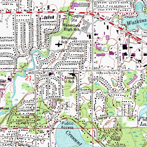 Topographic Map of Dutes School, MI
