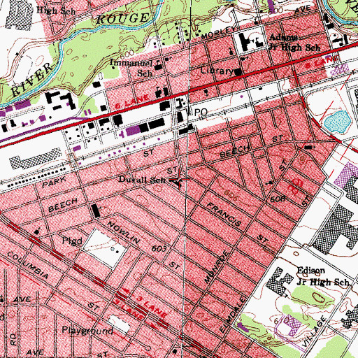 Topographic Map of Duvall School, MI