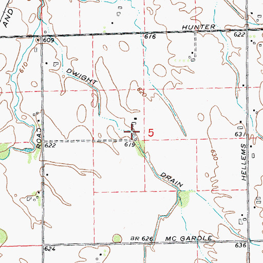 Topographic Map of Dwight Drain, MI