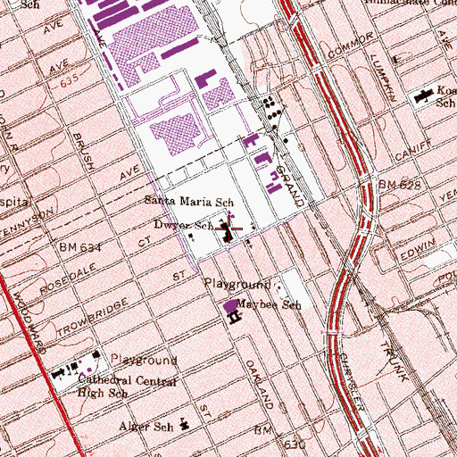 Topographic Map of Dwyer School, MI