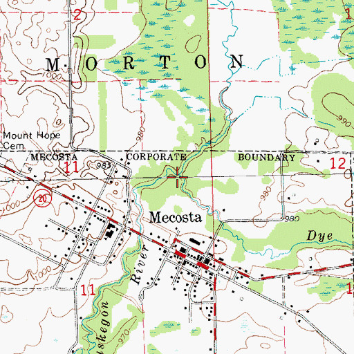 Topographic Map of Dye Creek, MI